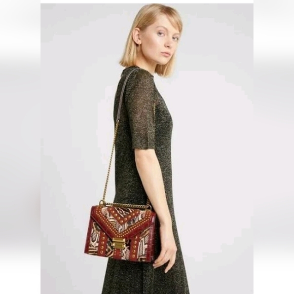 Michael Kors Whitney Red Leopard Calf Hair Gold Studded Strap Bag - NWT!!! Rare! - Picture 4 of 5